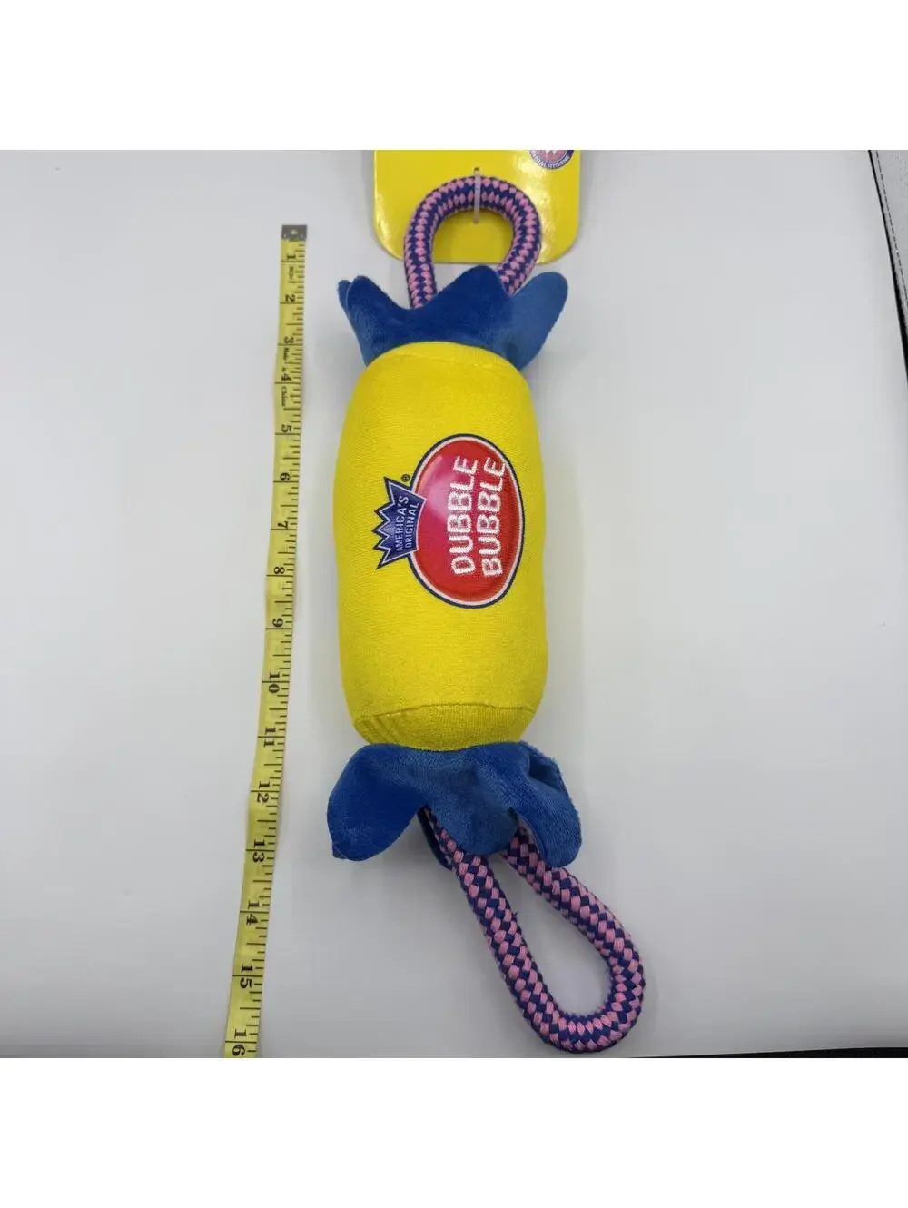 Dubble Bubble Dog Toy Interactive Tug Rope and Squeak 16” Tootsie Roll